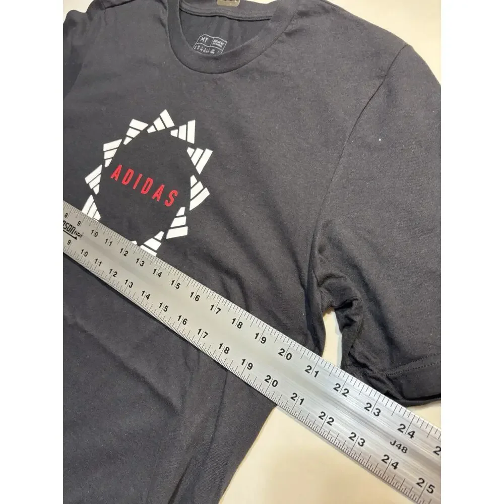 Adidas Graphic T Shirt Mens MT Black Red Logo Athletic Casual Tee